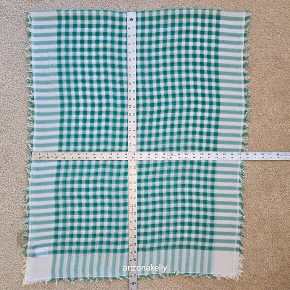NWT J. Crew Green Gingham Cotton Lightweight Scarf - Picture 9 of 10